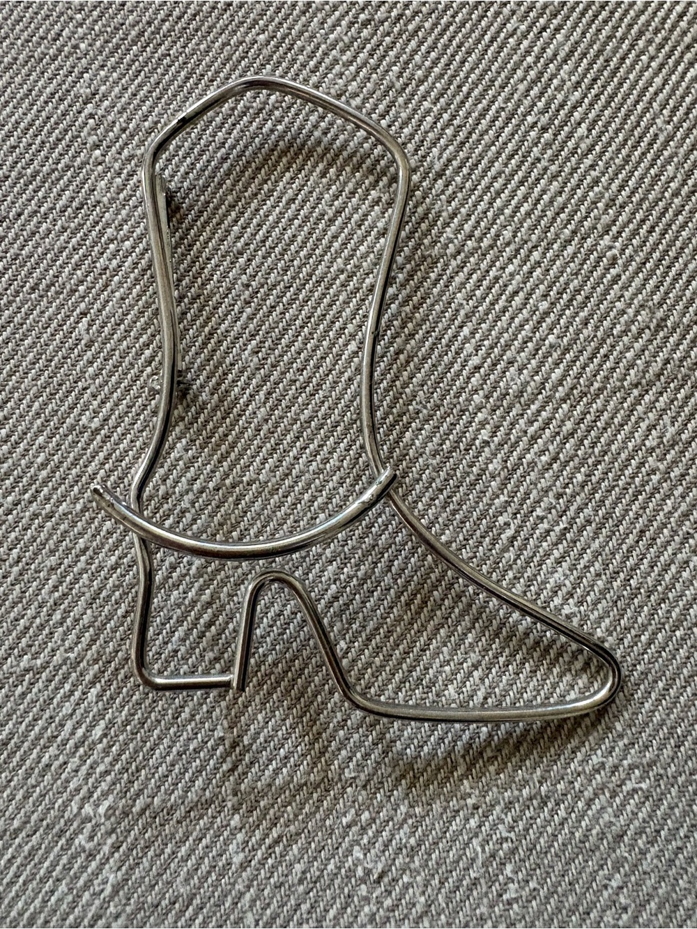Large Silver Cowgirl Cowboy boot pin brooch